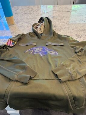 Nike Kids Baltimore Ravens Olive Green Pullover Hoodie